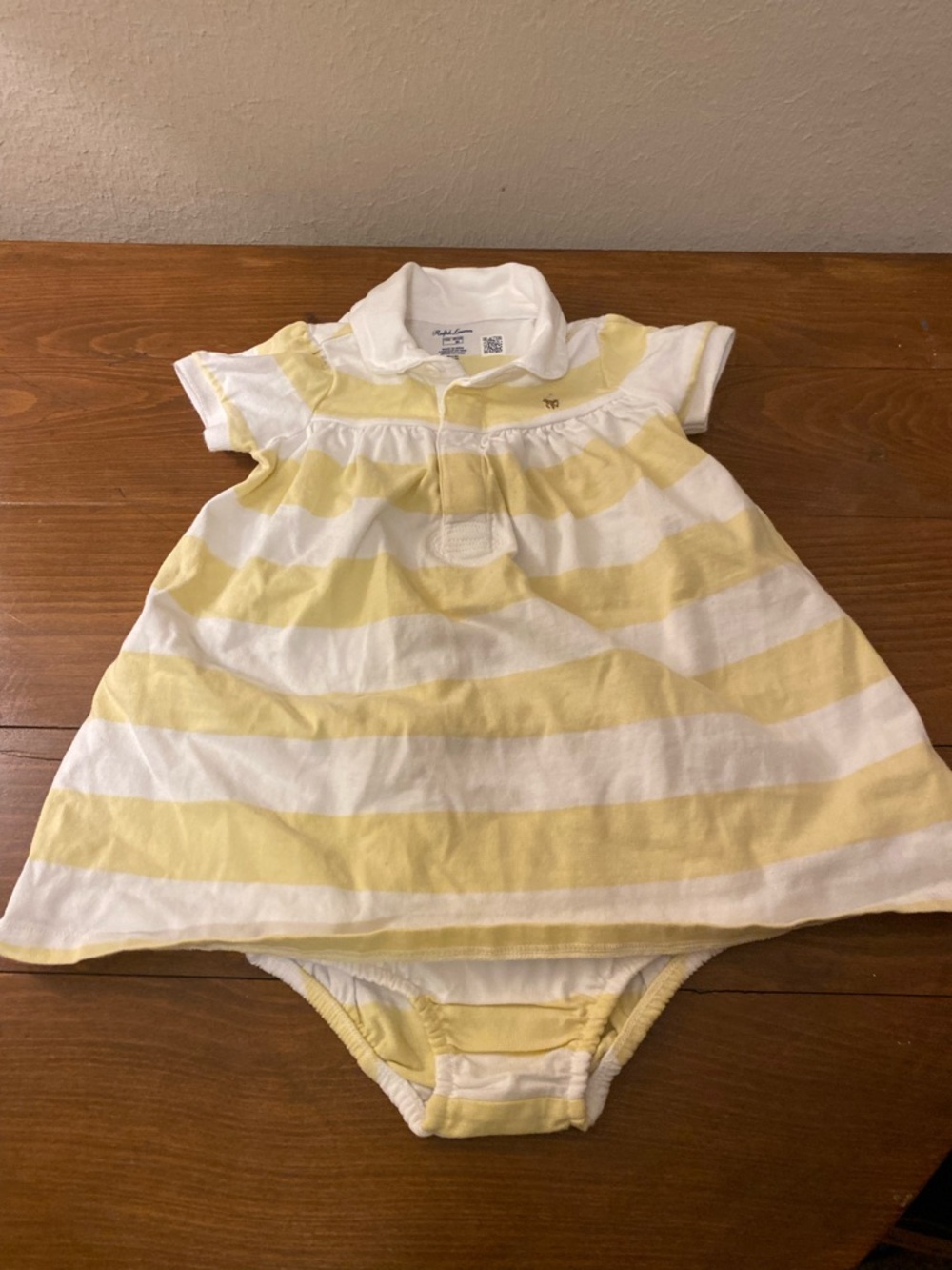 Ralph Lauren Baby Girl Striped Polo Dress W Diaper Cover Sz12M